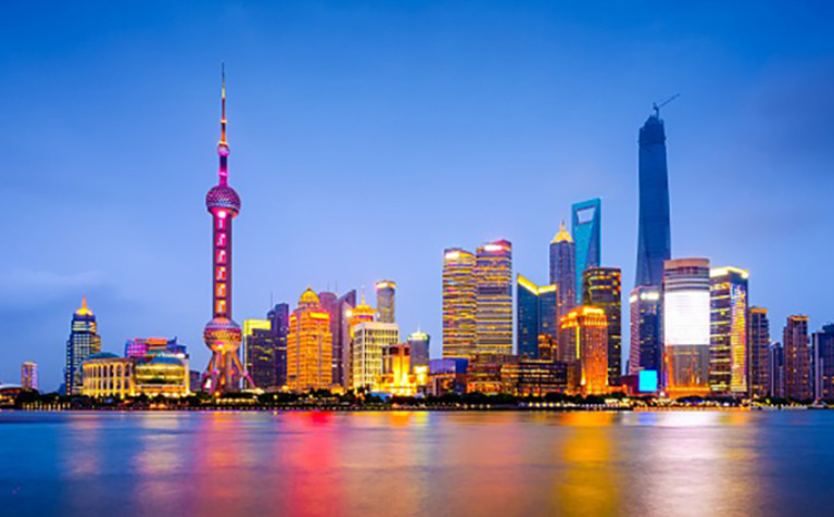 shanghai waterfront at night china