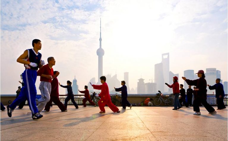 Tai Chi on the Bund shanghai china
